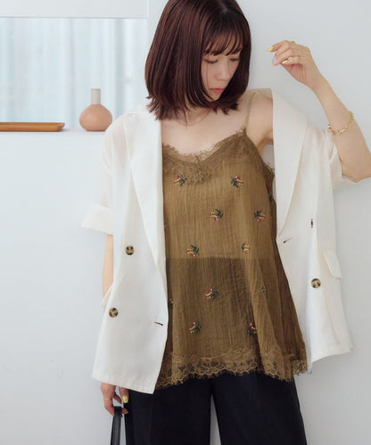 DISCOAT 刺繡薄紗Lace邊吊帶衫 - Image 25