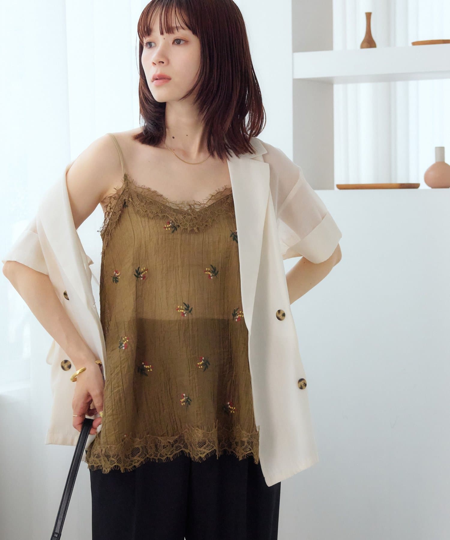 DISCOAT 刺繡薄紗Lace邊吊帶衫 - Image 26