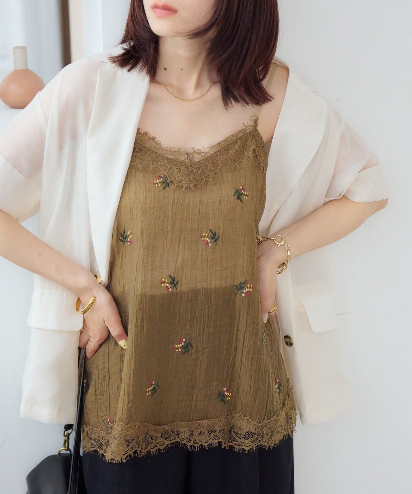 DISCOAT 刺繡薄紗Lace邊吊帶衫 - Image 29