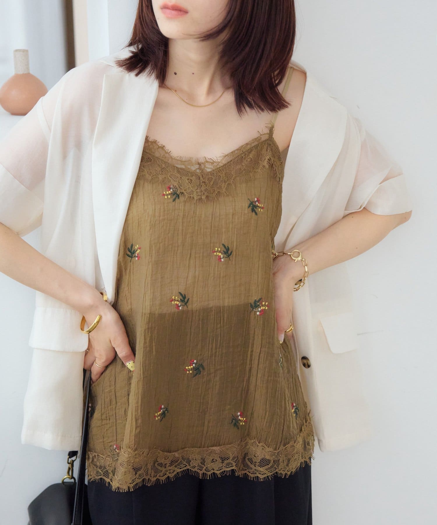 DISCOAT 刺繡薄紗Lace邊吊帶衫 - Image 29