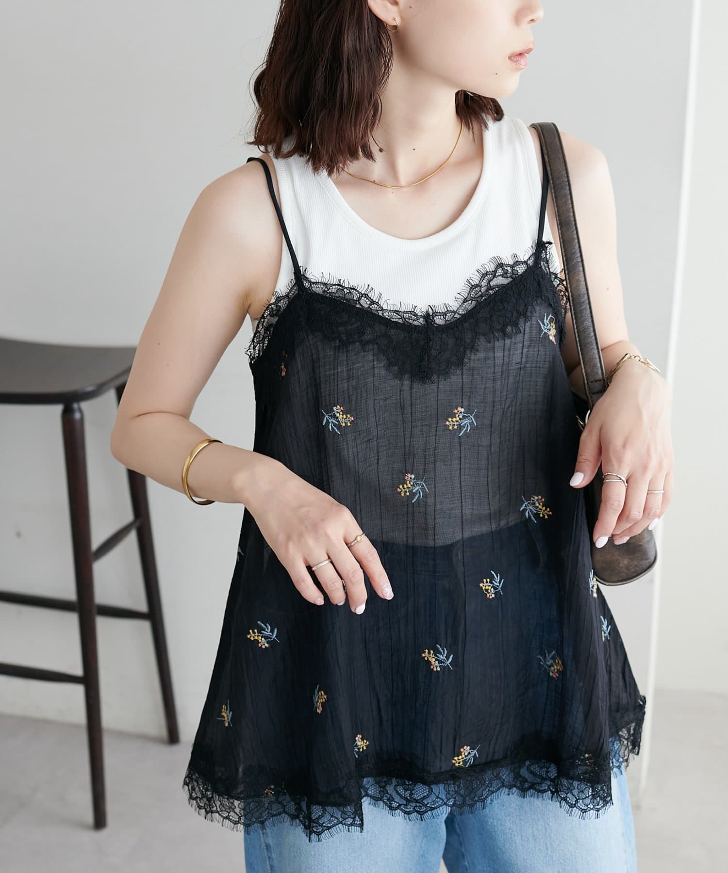 DISCOAT 刺繡薄紗Lace邊吊帶衫 - Image 52