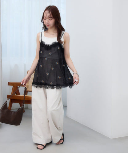 DISCOAT 刺繡薄紗Lace邊吊帶衫 - Image 48