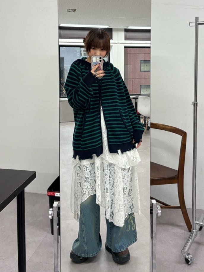 CIAOPANIC Ruffle邊帽Double Zip Knit Hoodie - Image 53