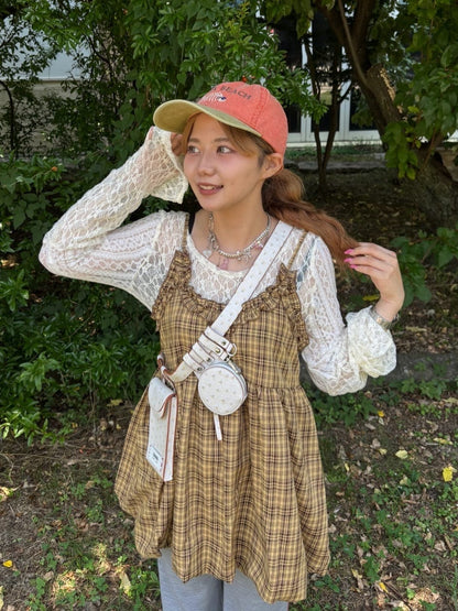 CIAOPANIC 荷葉邊格紋氣球ops