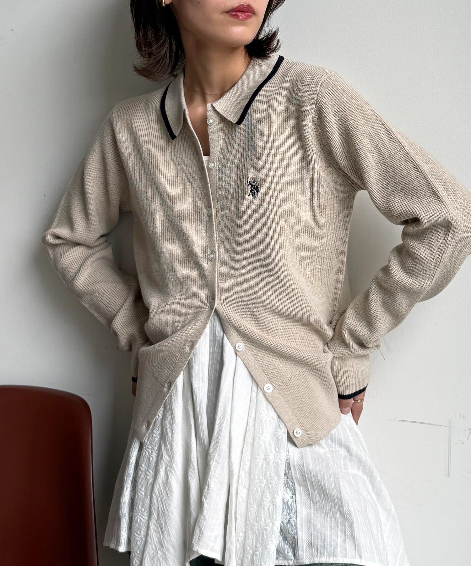 CPCM x U.S. POLO ASSN. Collared Knit Button Cardigan - Image 1