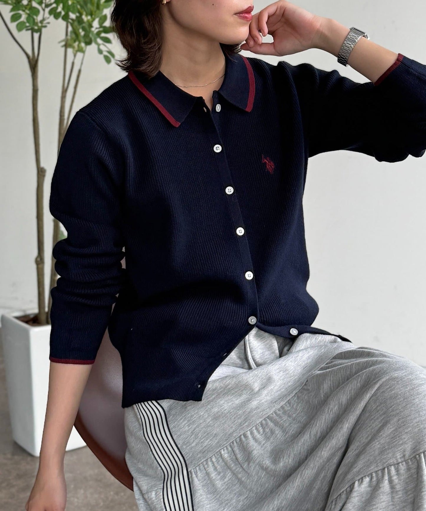 CPCM x U.S. POLO ASSN. Collared Knit Button Cardigan - Image 3