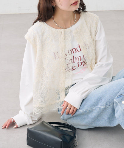 [2件SET] mystic Multi-way lace layered jacket - Image 39