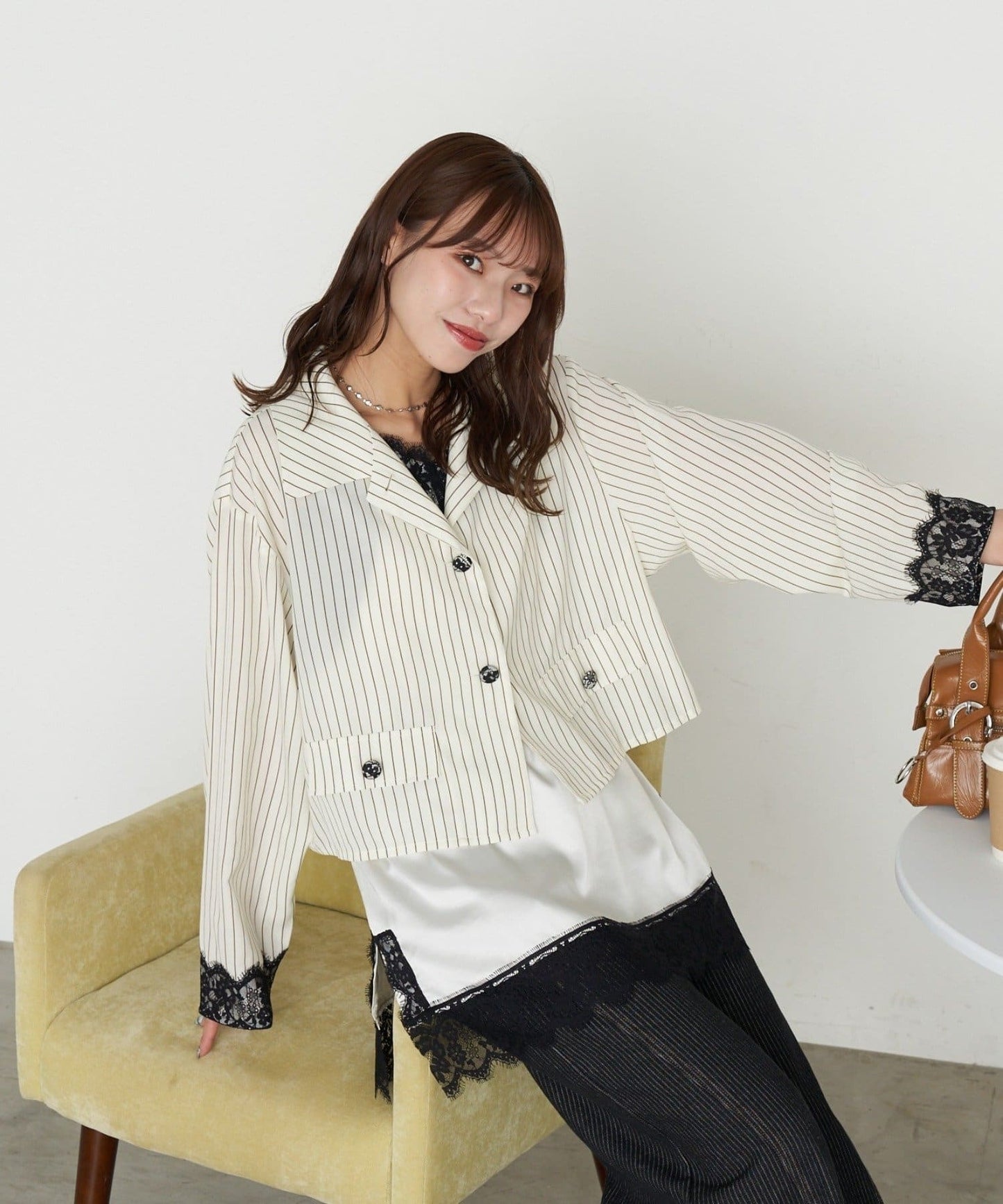 CIAOPANIC Lace Shirt Jacket + Cami Dress Set - Image 3
