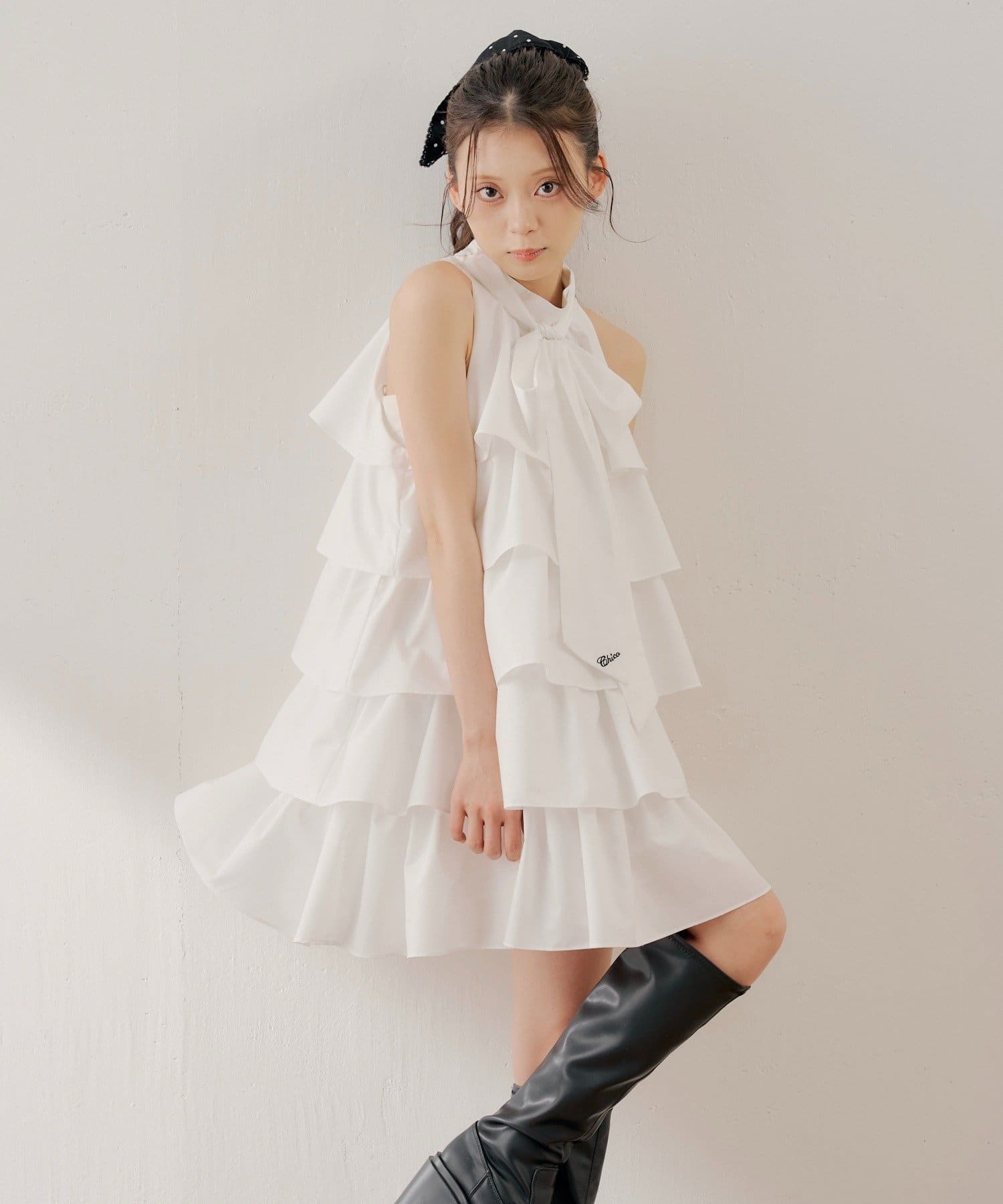 [Set Fair Item #7] CHICO ribbon tiered mini dress - Image 1