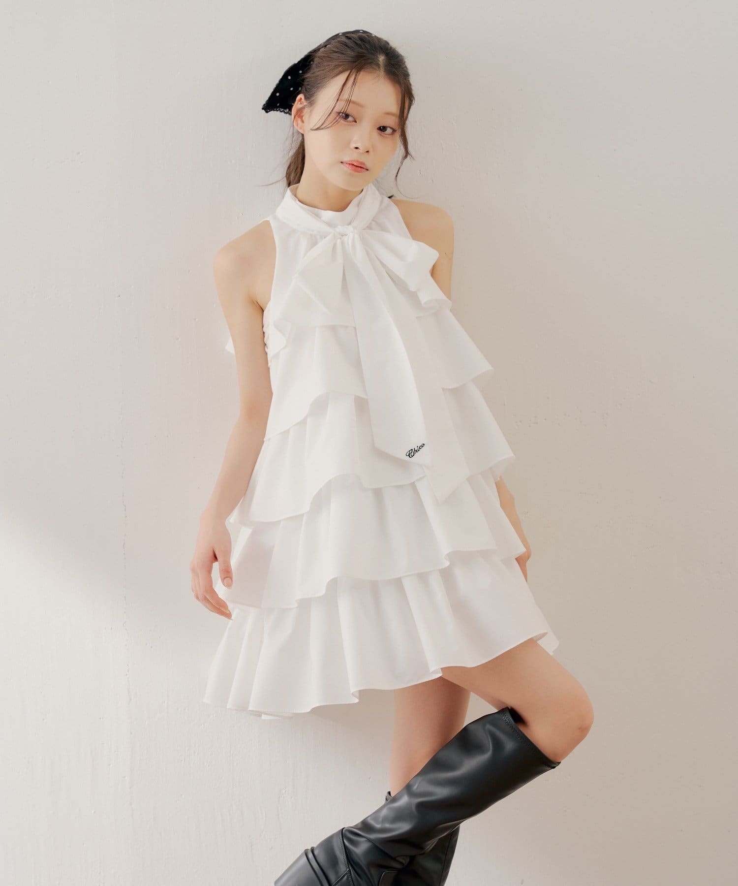 [Set Fair Item #7] CHICO ribbon tiered mini dress - Image 4