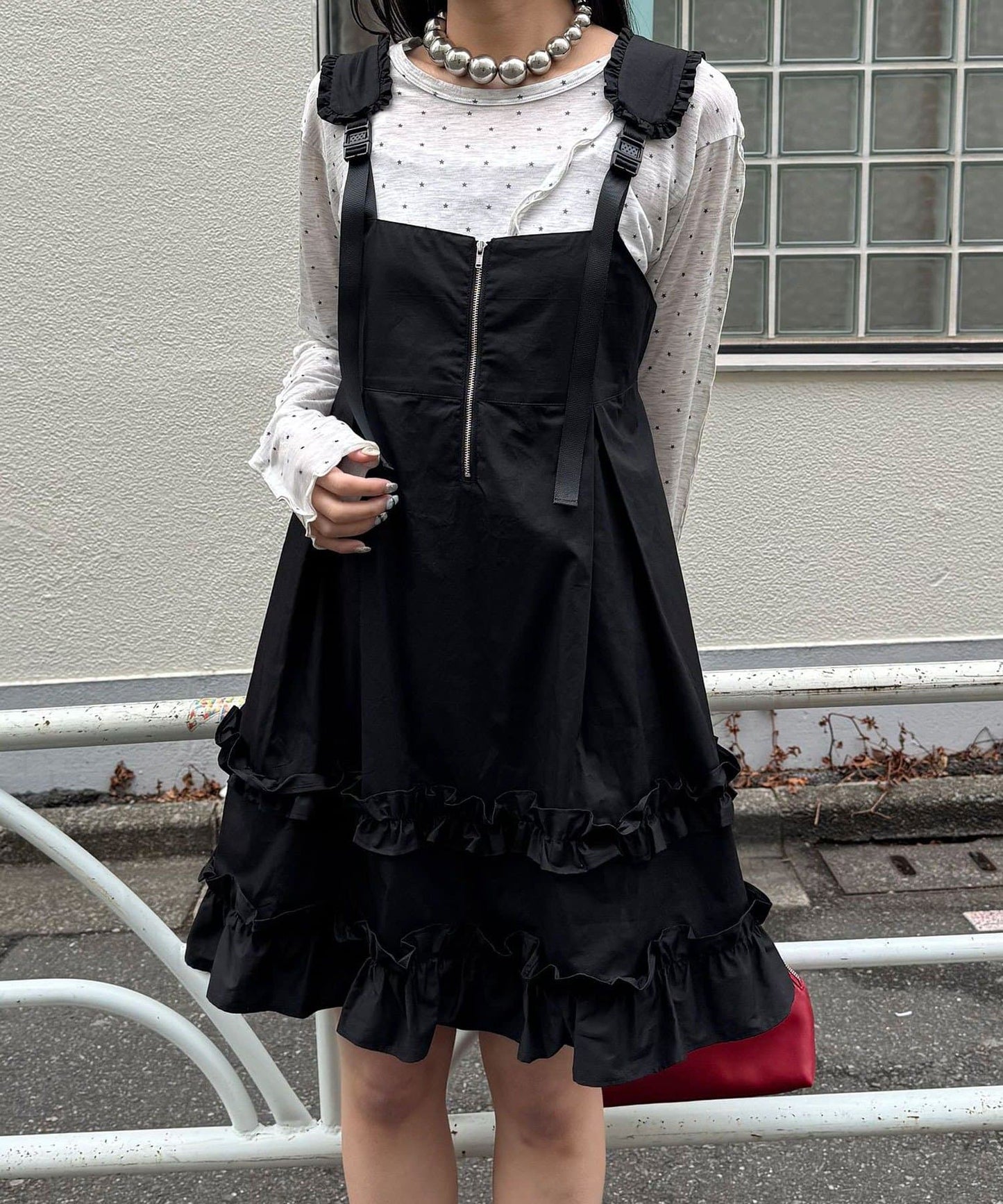 CIAOPANIC 荷葉邊軍裝風中長背帶裙 - Image 20