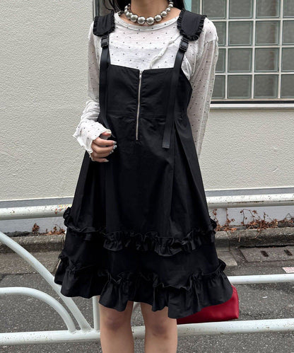 CIAOPANIC 荷葉邊軍裝風中長背帶裙 - Image 20