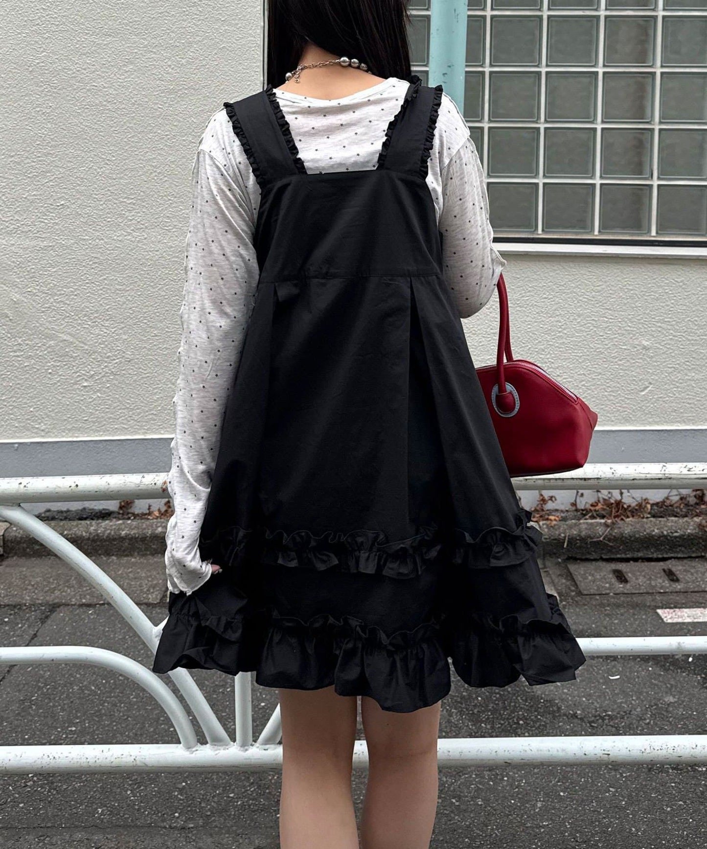 CIAOPANIC 荷葉邊軍裝風中長背帶裙 - Image 22