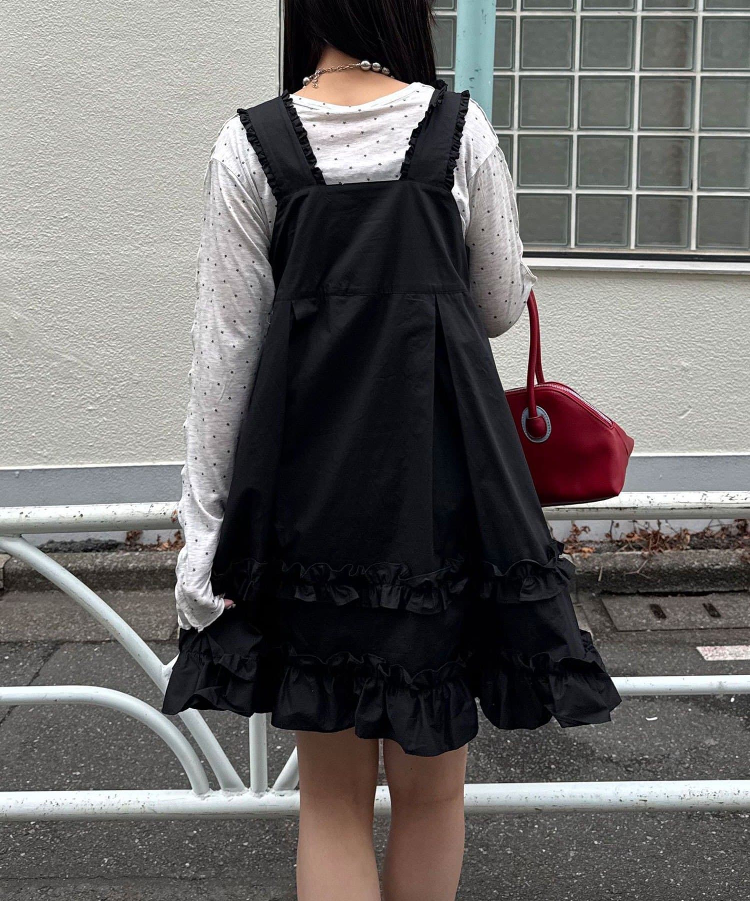 CIAOPANIC 荷葉邊軍裝風中長背帶裙 - Image 22