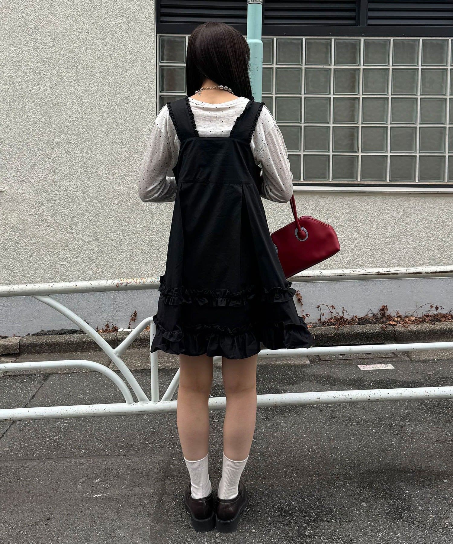 CIAOPANIC 荷葉邊軍裝風中長背帶裙 - Image 25