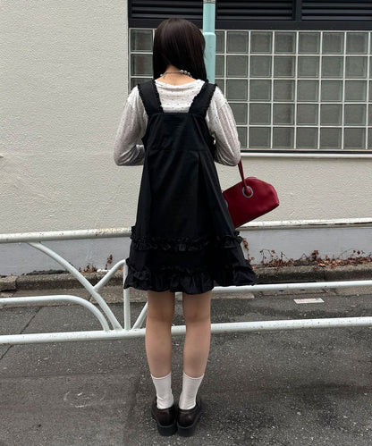 CIAOPANIC 荷葉邊軍裝風中長背帶裙 - Image 25