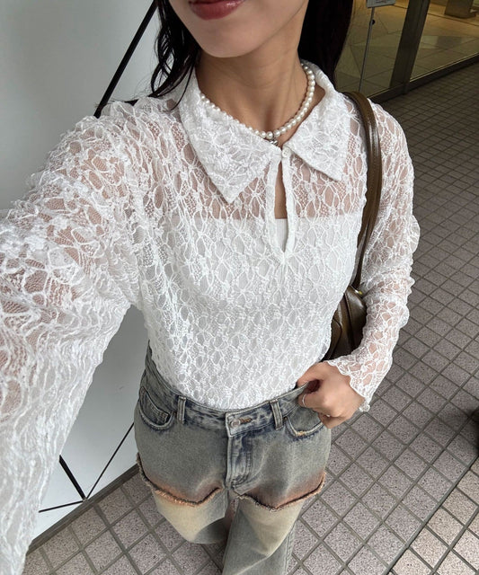 CIAOPANIC 2-Way Lace Polo 長袖 Top - Image 1