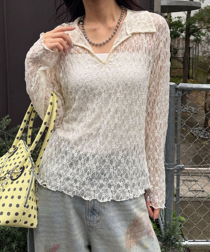 CIAOPANIC 2-Way Lace Polo 長袖 Top - Image 14