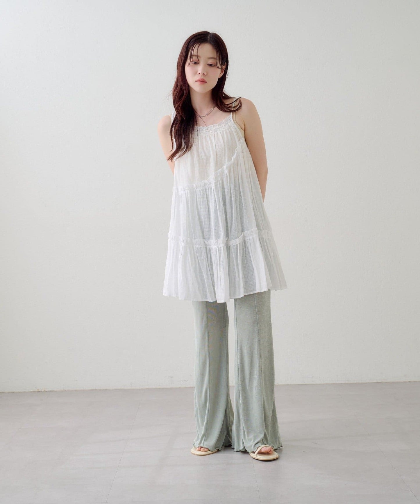 Kastane ruffle邊喇叭褲 [灰藍] - Image 15