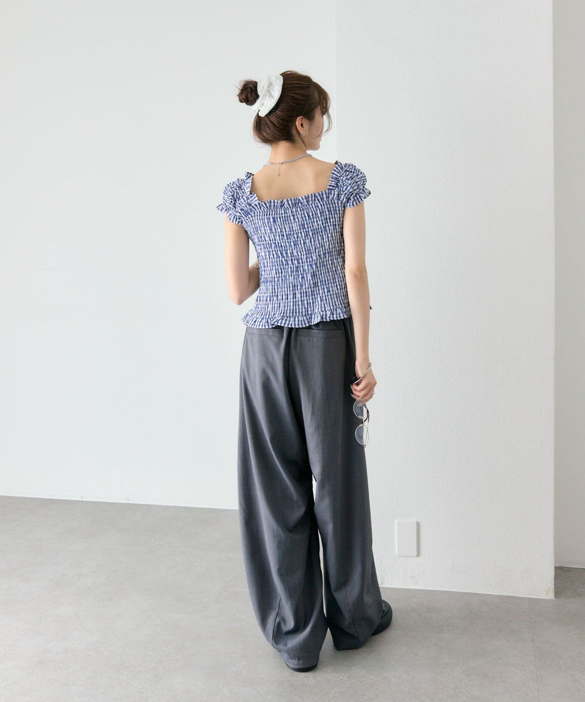 mystic 格紋 Shirred French blouse - Image 13