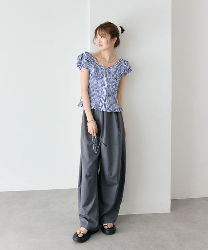 mystic 格紋 Shirred French blouse - Image 17