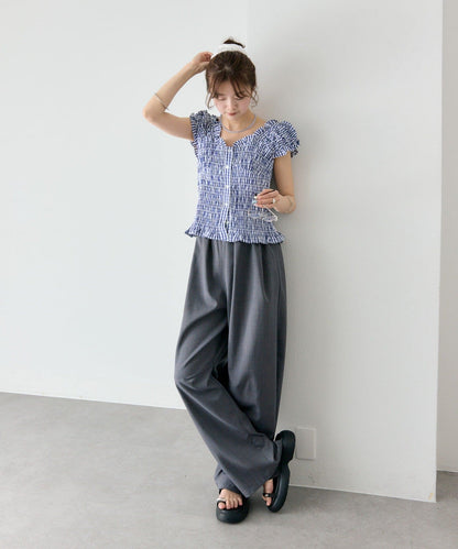 mystic 格紋 Shirred French blouse - Image 18