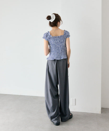 mystic 格紋 Shirred French blouse - Image 19