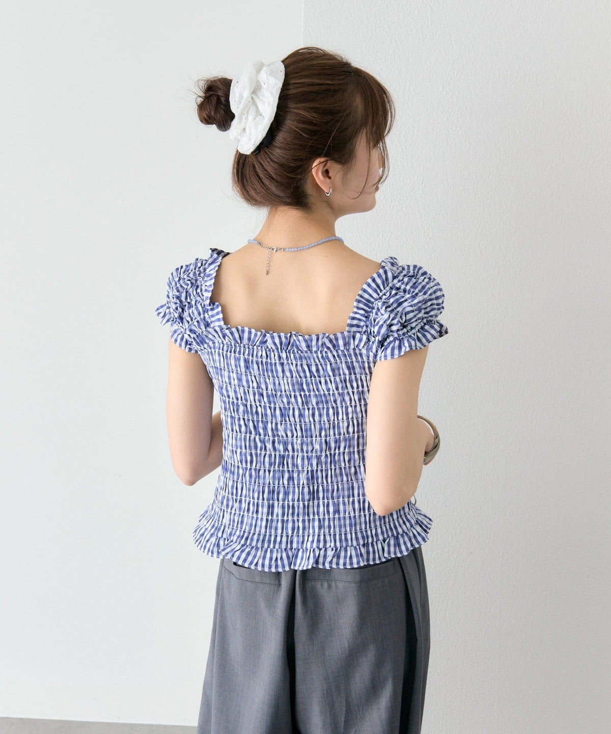 mystic 格紋 Shirred French blouse - Image 22