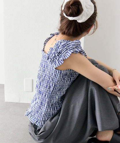 mystic 格紋 Shirred French blouse - Image 24
