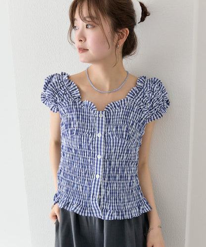 mystic 格紋 Shirred French blouse - Image 27