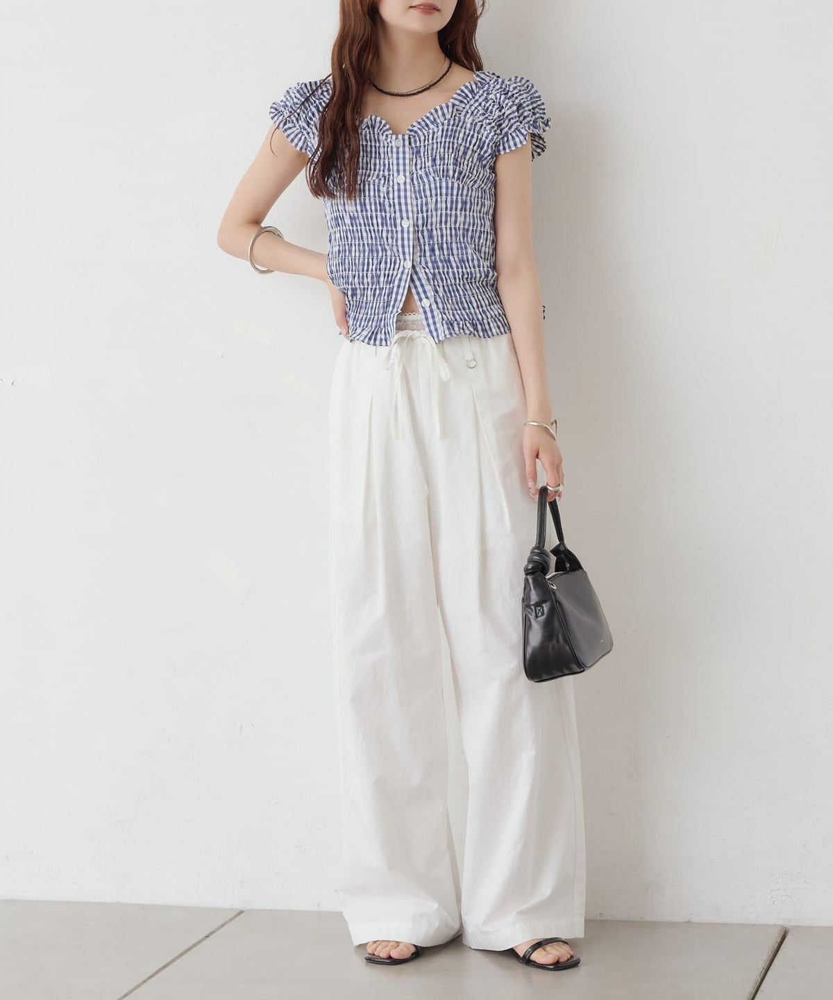 mystic 格紋 Shirred French blouse - Image 29
