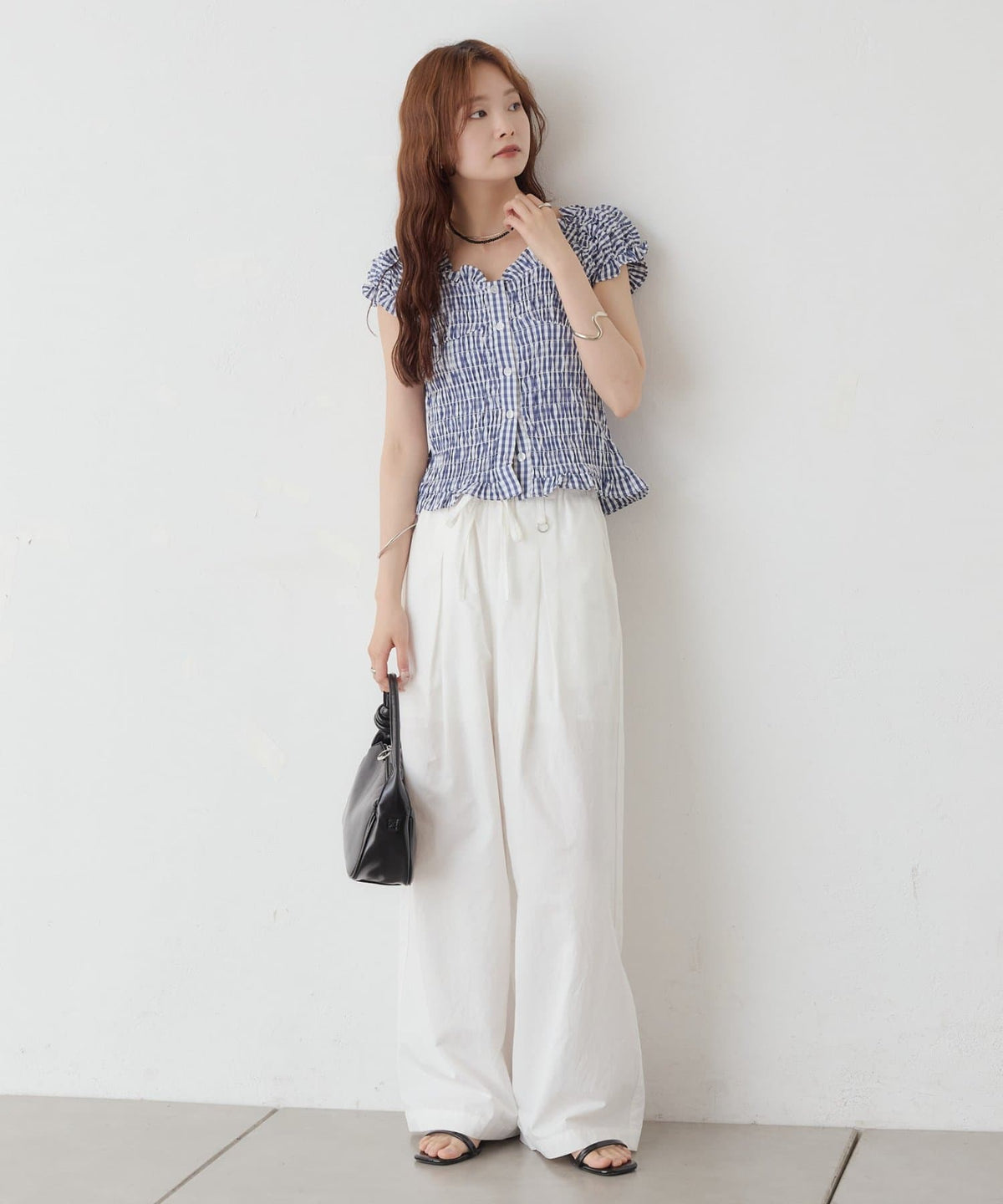 mystic 格紋 Shirred French blouse - Image 32