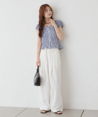 mystic 格紋 Shirred French blouse - Image 32