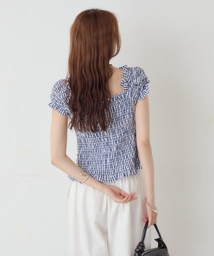 mystic 格紋 Shirred French blouse - Image 34