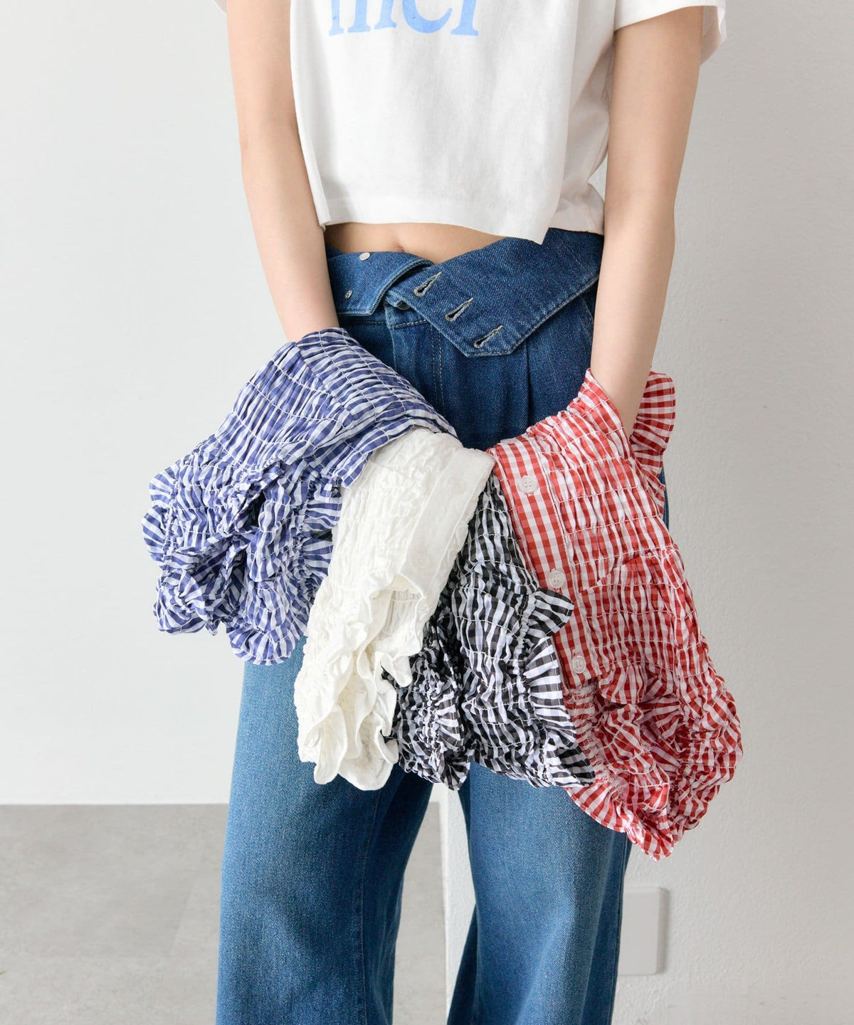 mystic 格紋 Shirred French blouse - Image 35