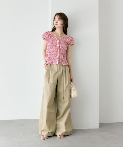 mystic 格紋 Shirred French blouse - Image 45