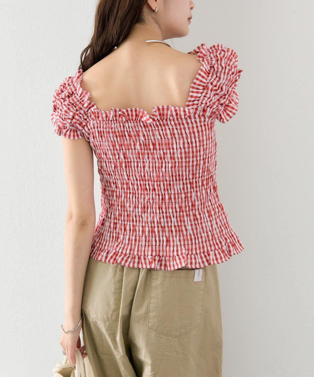 mystic 格紋 Shirred French blouse - Image 38