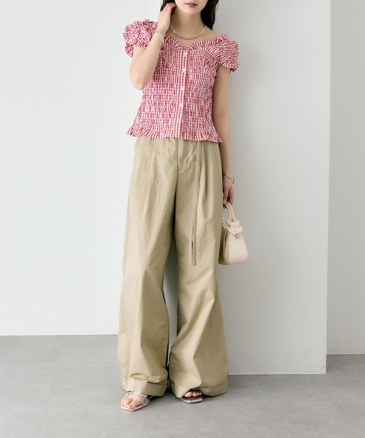 mystic 格紋 Shirred French blouse - Image 39