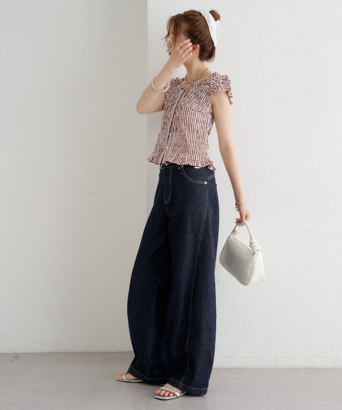 mystic 格紋 Shirred French blouse - Image 62