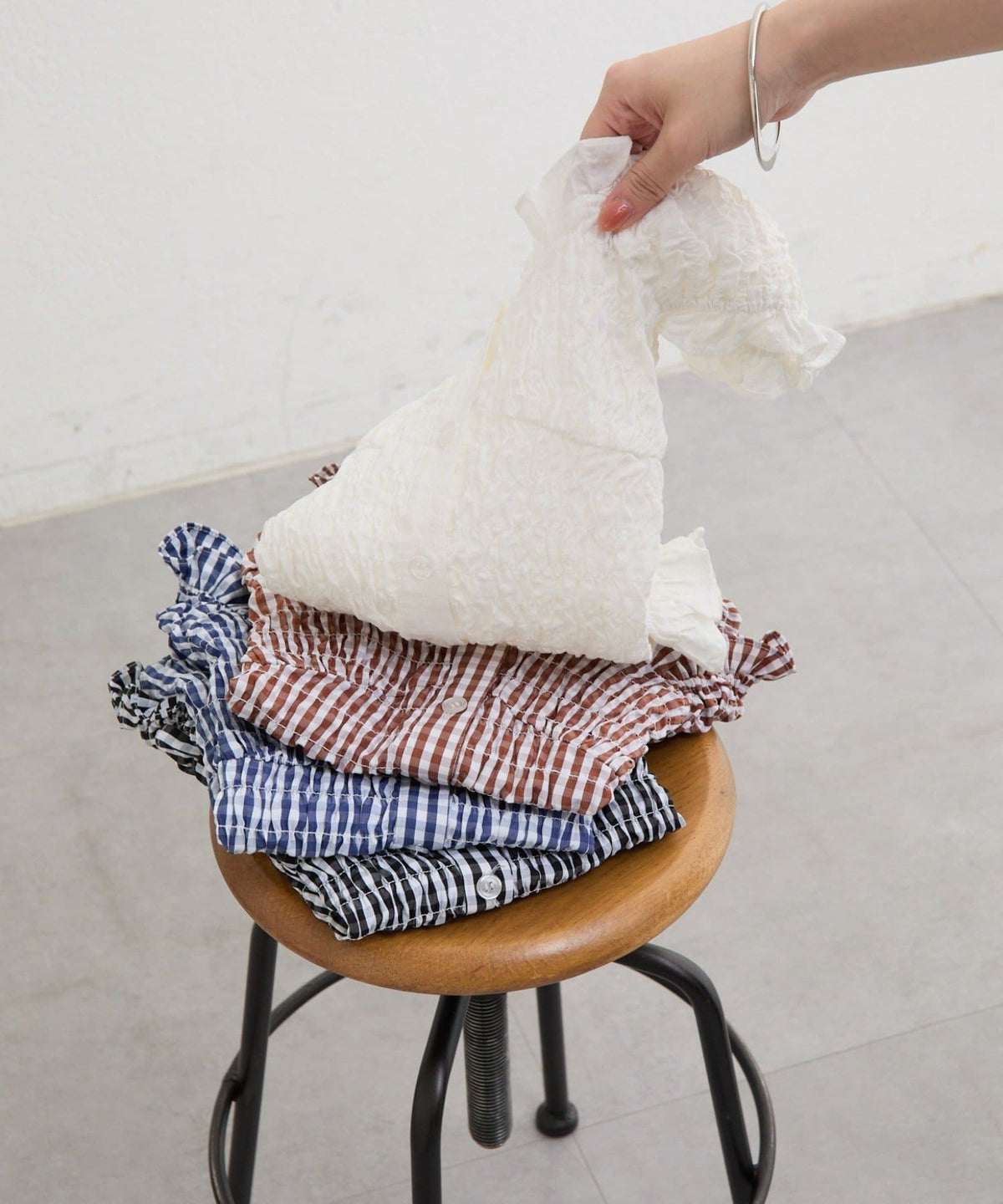 mystic 格紋 Shirred French blouse - Image 64