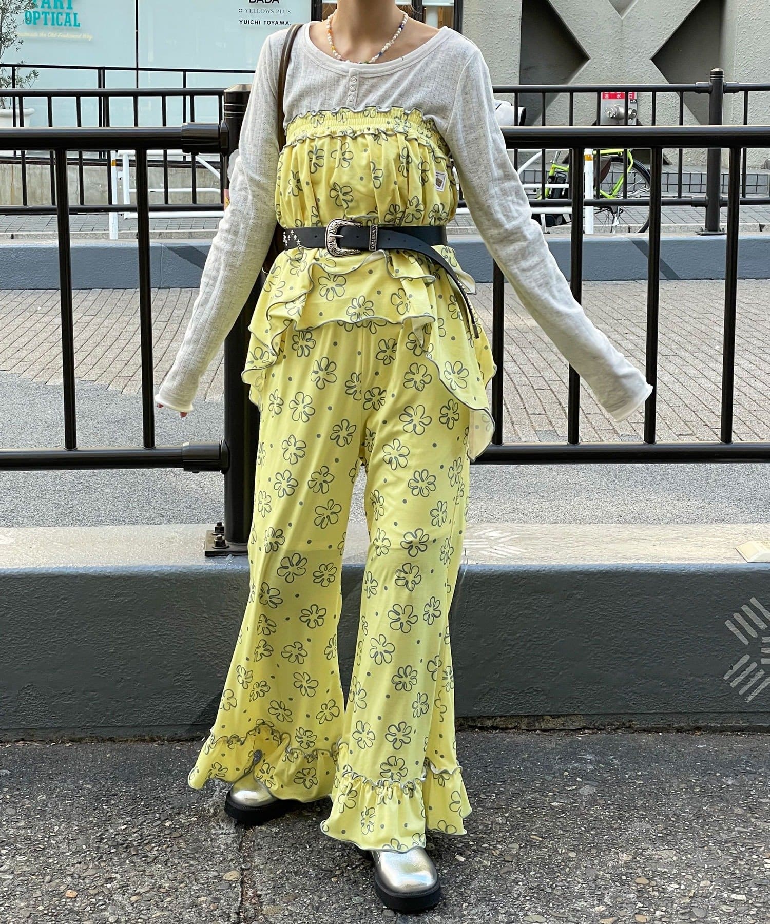 HELLO.SANFRANCISCO 不對稱半身裙+喇叭褲SET - Image 4