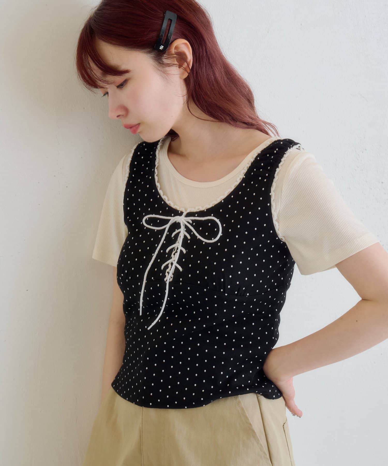Kastane 波點背心分層2件SET - Image 3