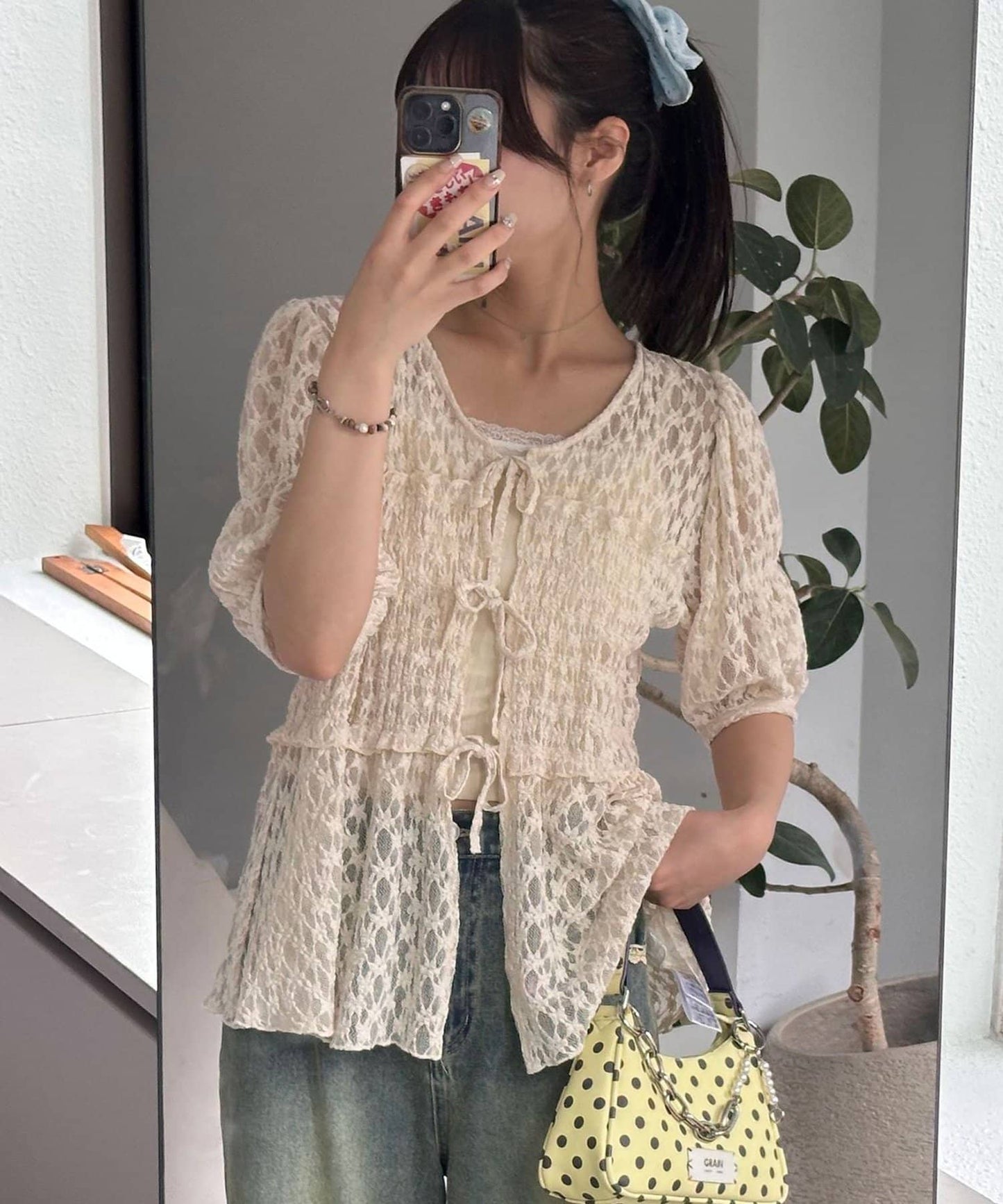 neutral by ciaopanic Ribbon Shirring Blouse - Image 1
