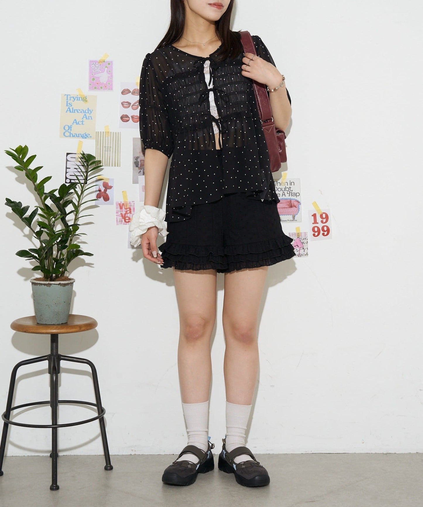 neutral by ciaopanic Ribbon Shirring Blouse - Image 23