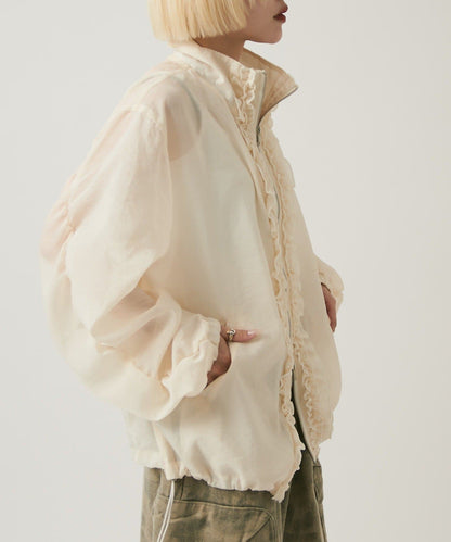 [長/短Version] w closet 薄紗荷葉邊外套 - Image 6