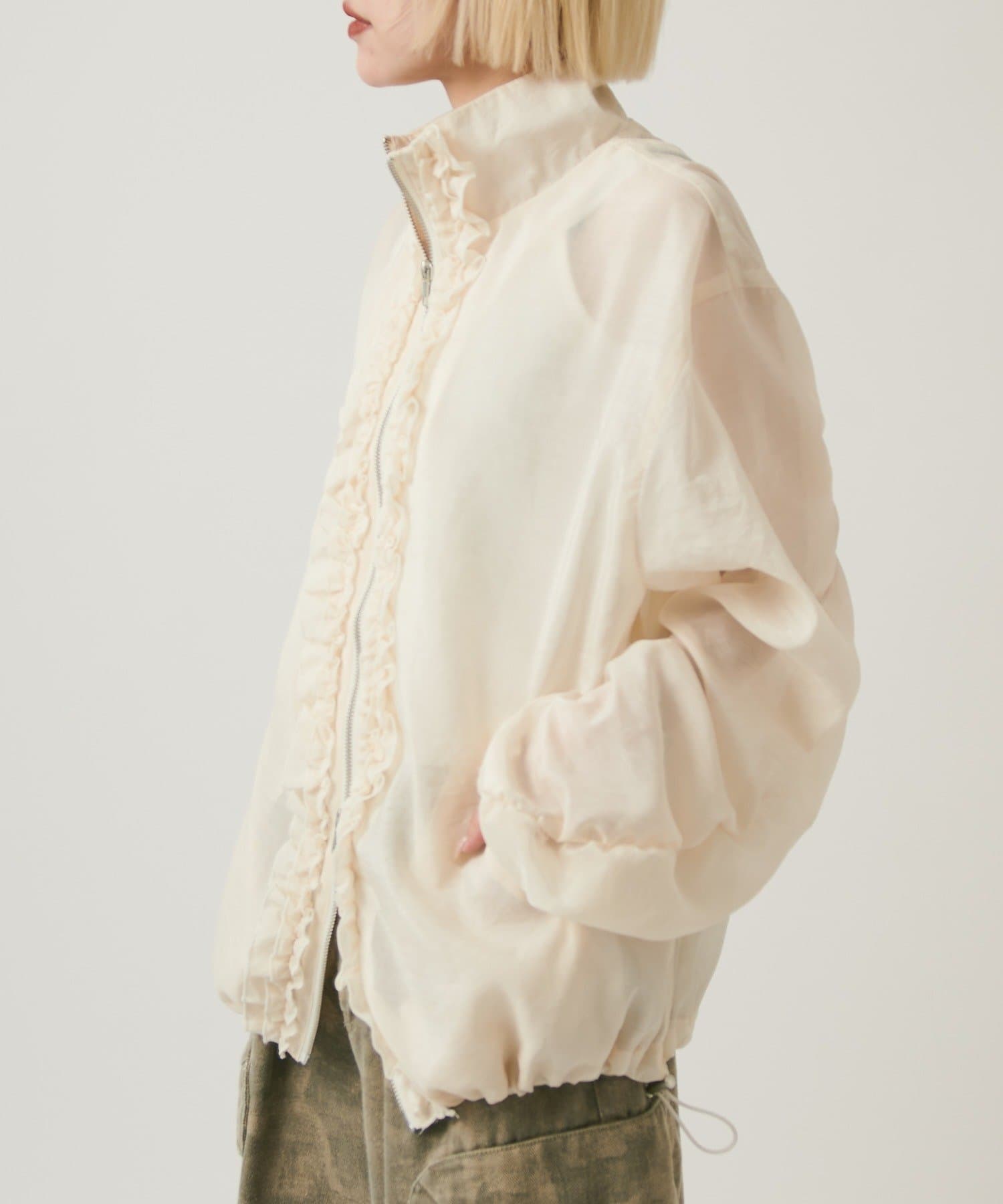 [長/短Version] w closet 薄紗荷葉邊外套 - Image 7