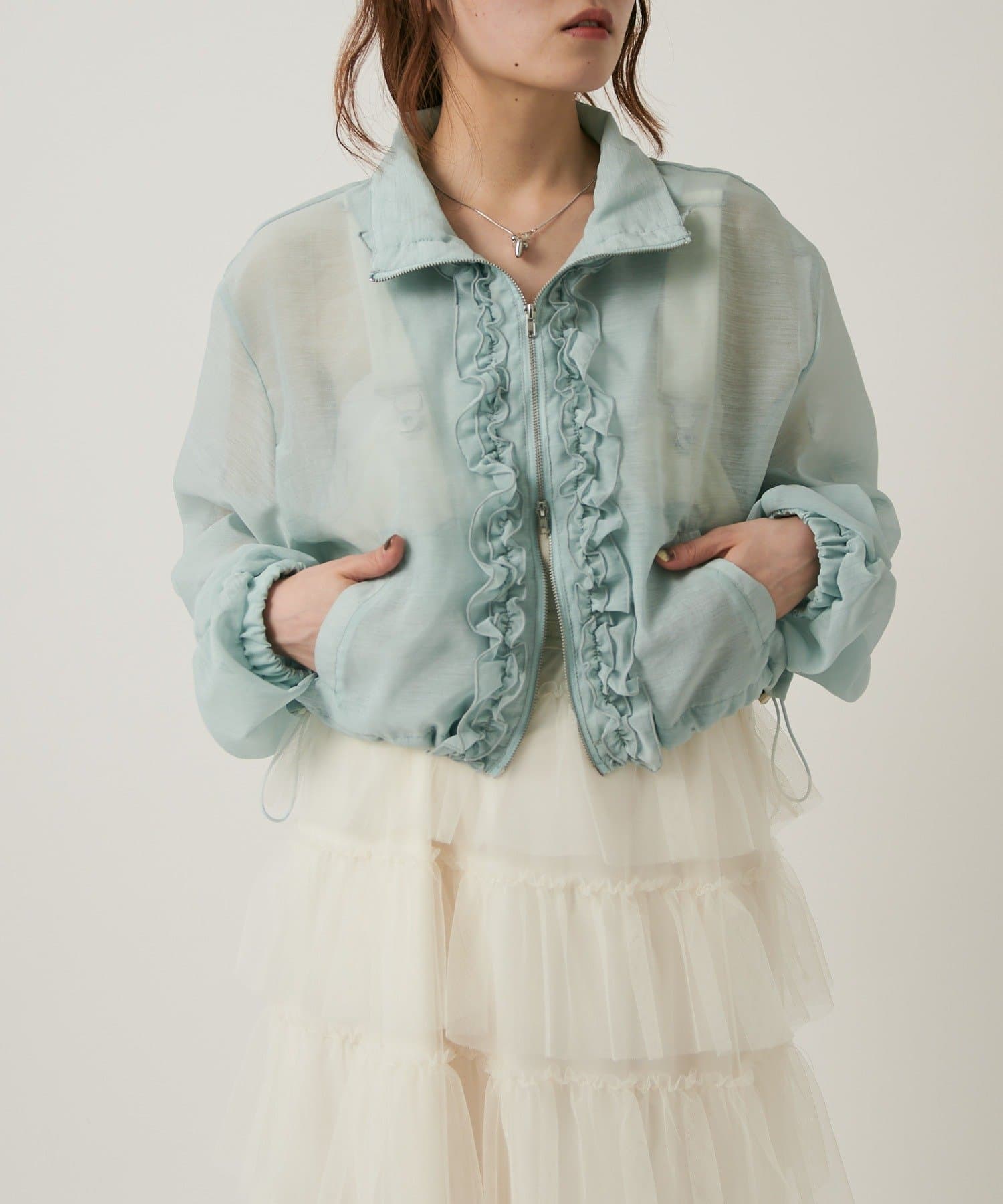 [長/短Version] w closet 薄紗荷葉邊外套 - Image 3