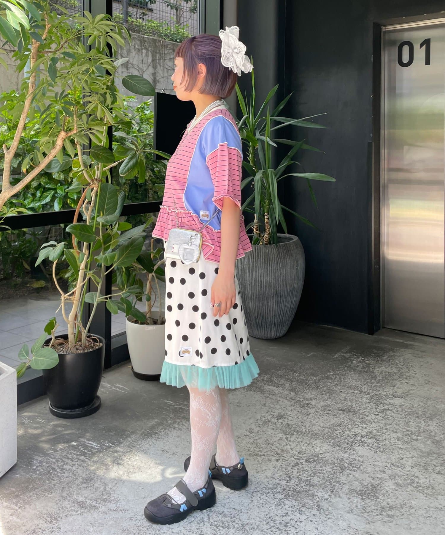 HELLO.SANFRANCISCO 緞面波點薄紗中裙 - Image 10