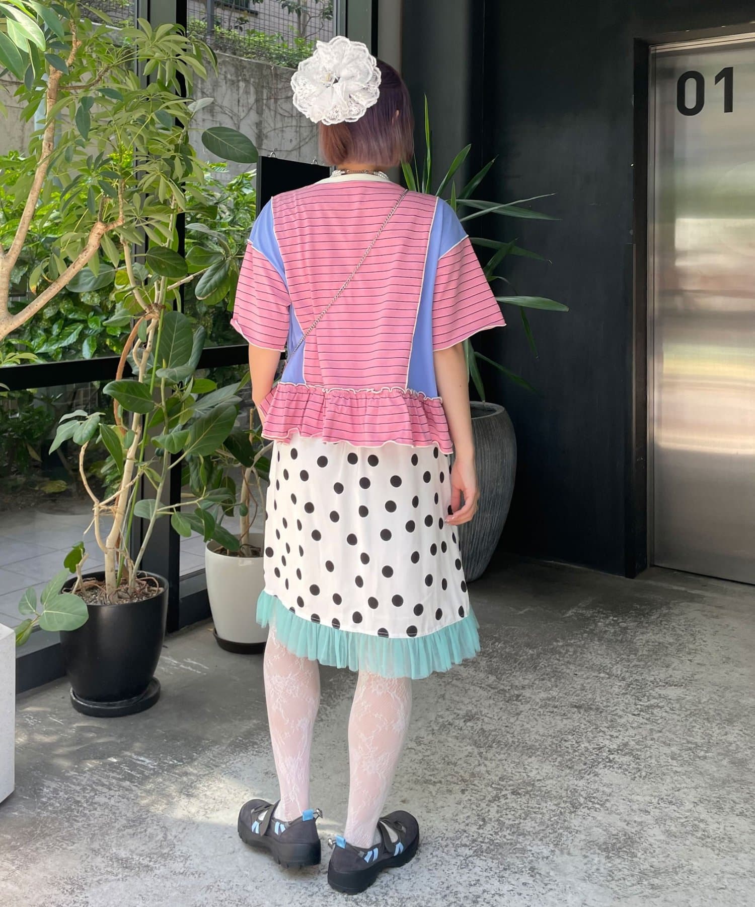 HELLO.SANFRANCISCO 緞面波點薄紗中裙 - Image 11