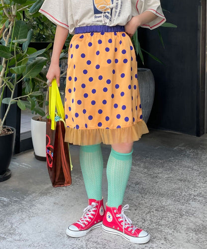 HELLO.SANFRANCISCO 緞面波點薄紗中裙 - Image 3
